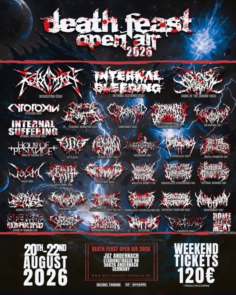 August 20–22, 2026 | JUZ LIVE CLUB Andernach, Stadionstrasse 88, 56626 Andernach, Germany DEATHFEAST OPEN AIR 2026 - OFFICIAL EVENT